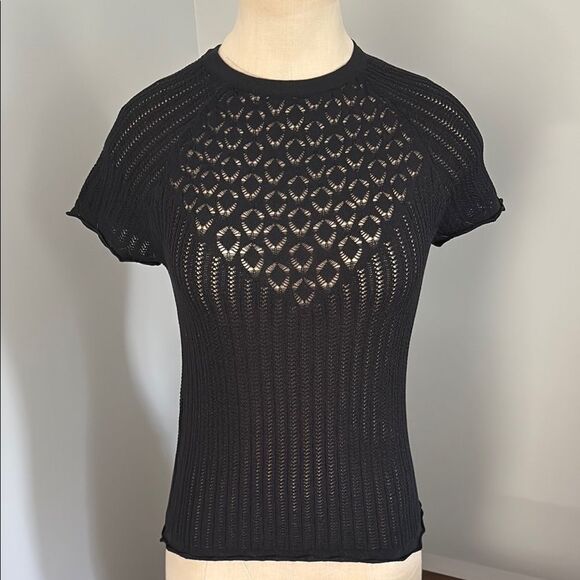 Zara Open Knit Short Sleeve Sweater Size M - Picture 1 of 10